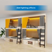 Lit superposé double surdimensionné moderne avec escalier large et structure en bois robuste pour chambre à coucher et suite parentale