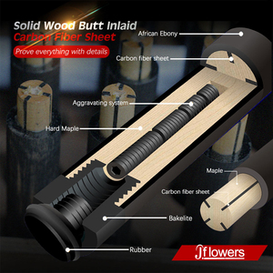JFLOWERS Taco de Billar Jf20-21 de Fibra de Carbono de Baja Deflexión en Venta, 3 Puntas a Elegir, Construcción de Fibra de Carbono 20-21 - Product Image 3