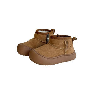 أحذية ثلج للأطفال، أحذية قصيرة للأولاد بسحاب جانبي مع بطانة مخملية، أحذية شتوية مبطنة مضادة للركل، أحذية قطنية دافئة للبنات - Product Image 1