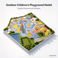 Modèle d'architecture de terrain de jeux extérieur pour enfants en plastique ABS, design moderne, coloré, avec toboggans au sol, structures d'escalade et piscine à balles