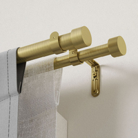 Tringle à rideaux double robuste en fer, style industriel Jinshun, avec embouts ronds et plats, supports et accessoires pour décoration de fenêtre