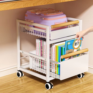 MIXWARES 2-stöckiger Rollwagen für Bücher – Multifunktionaler Metallwagen mit Rollen, Schubladen-Organizer für Kinder und Studenten - Product Image 4