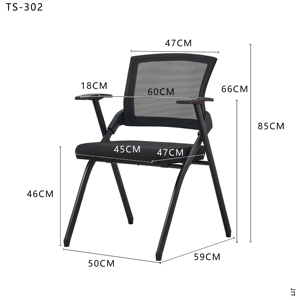 Chaises de conférence empilables modernes en métal, chaise de réunion confortable en maille avec tablette d'écriture, injection monobloc en PP - Product Image 6