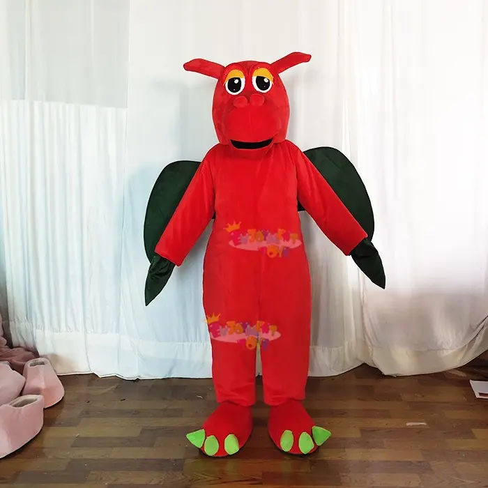 High quality CE red dragon with wings mascot costumes for sale adults costumes for party