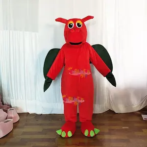 Kualitas Tinggi CE Naga Merah dengan Kostum Maskot Sayap untuk Dijual Kostum Dewasa untuk Pesta