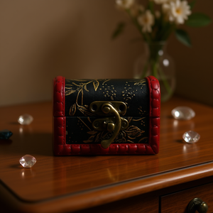 Scatola portagioie vintage con serratura, contenitore portaoggetti con stampa floreale per esposizione di gioielli, modello D0100XUDNPW - Product Image 2