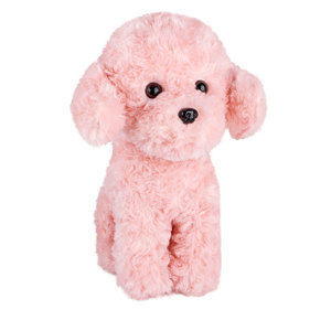 Peluche di Cucciolo di Barboncino Rosa, Morbido Animale di Peluche a Forma di Cane Riccio per Ragazze, Cucciolo Seduto Soffice, Peluche Personalizzato OEM - Product Image 1
