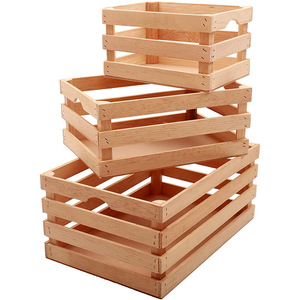 Cestas de almacenamiento de madera cuadradas de madera maciza con asa para cocina, sala de estar, almacenamiento de escritorio - Product Image 1