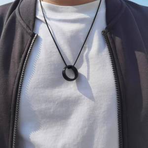 Chaîne de pull classique polyvalente Aliexpress <span class=keywords><strong>Shein</strong></span>, <span class=keywords><strong>perle</strong></span>, pendentif anneau simple, <span class=keywords><strong>collier</strong></span> en acier inoxydable indispensable pour les tendances - Product Image 4
