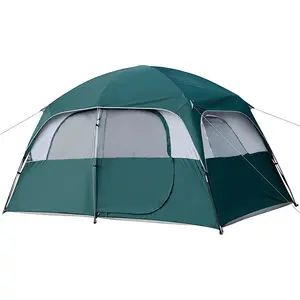 Tenda Outdoor Sepenuhnya 3-4 Pantai Cepat Folding Camping Kamp Berkualitas Tinggi Tiang Berkemah Dilapisi Perak Tabir Surya Perjalanan Keluarga