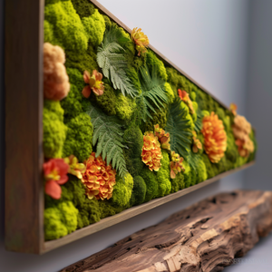 プレディメイドカスタムオフィスデコレーション3Dリアルナチュラルモスウォールアートフレーム安定化保存モスウォールパネル - Product Image 1