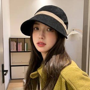 Sombrero de Pescador Estilo Coreano para Mujer, Gorra de Pana con Visera, Diseño a Cuadros, Protección Solar, Cálido, Transpirable, Casual, para Primavera y Otoño - Product Image 2