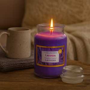 Candele Profumate alla Lavanda in Vaso di Vetro 550g Made in Italy Confezione da 3 - Product Image 5