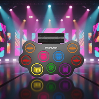 Batterie de percussions électroniques professionnelle portable et pliable avec alimentation USB/batterie, construction en acier pour débutants - Design coloré