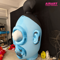 Modèle de tête de crâne bleue gonflable géante personnalisée 3M, accessoire d'horreur zombie pour la décoration de fête d'Halloween