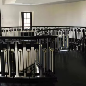 Rampe d'escalier décorative d'intérieur pour balcon, en métal noir, moderne, courbée, sur mesure, OEM - Product Image 1