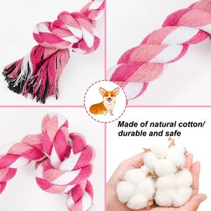 Jouet en corde pour chien NIBAO, corde à mâcher à <span class=keywords><strong>3</strong></span> nœuds de 14 pouces pour chiens de petite et moyenne taille, jouet en coton naturel pour tirer à la corde et nettoyer les dents - Product Image 2