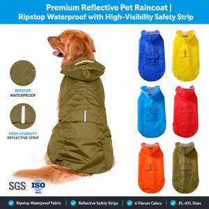 Impermeable para Perros con Capucha y Protección Abdominal, Chaqueta Reflectante para Corgi, Teddy y Perros Medianos y Grandes, para Exteriores - Product Image 1