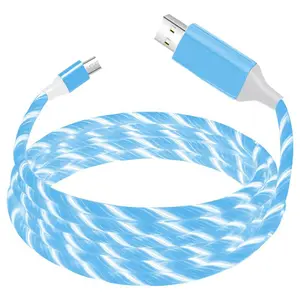 Envío de la gota al por menor Streamer brillante Led USB <span class=keywords><strong>Cable</strong></span> de carga <span class=keywords><strong>2</strong></span> <span class=keywords><strong>metros</strong></span> <span class=keywords><strong>Cable</strong></span> de cargador USB <span class=keywords><strong>C</strong></span> Android - Product Image 1