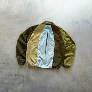 New Patchwork Design Custom Oversized Curved Zipper Windbreaker <b>Jackets</b> Lightweight Windproof Waterproof Coat Windbreaker <b>Jacket</b> - Product Image 2