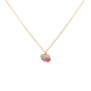 Nouveau <span class=keywords><strong>collier</strong></span> pour enfants <span class=keywords><strong>en</strong></span> acier inoxydable brillant à double cœur, sans nickel - Product Image 1