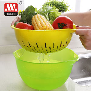 हैक्सिसिन 3. 5qt/5qt/6.5qt/6.5qt/6.5qt Bpa मुक्त प्लास्टिक फल और सब्जी वाशिंग बास्केट 2 कटोरे में - Product Image 1