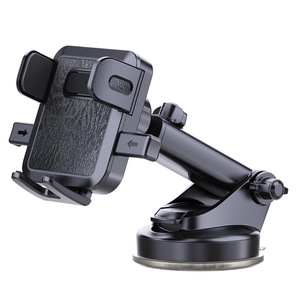 Support de téléphone pour voiture à ventouse, réglable en hauteur, fixation sur pare-brise, en plastique noir, télescopique, pour tableau de bord et console - Product Image 1