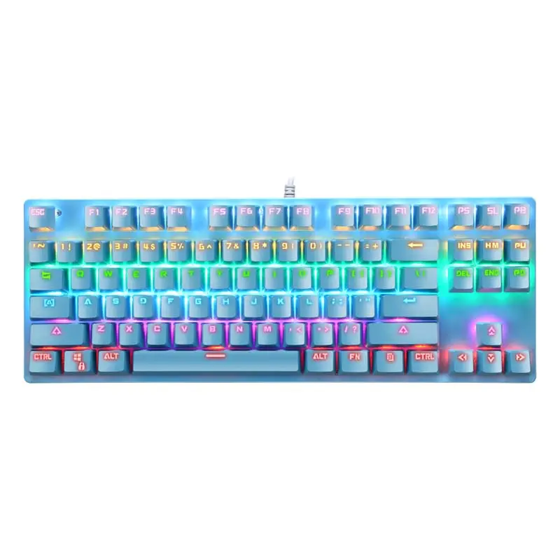 87 Keys Mechanical Gaming Keyboard RGB Backlit Keyboard Blue Switch Multi Colors design for Choice