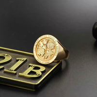 Bague Chevalière Homme Design Tendance Personnalisable Quatre Saisons Simple Plaqué Or 18K PVD Bijou Estampillé en Stock