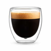 Tasse à thé en verre à double paroi isolée personnalisée OEM, en verre borosilicate, sans poignée