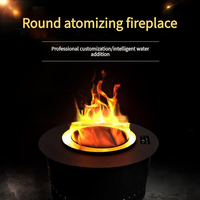 Perapian Atomizing Stainless Steel Bulat 400 dengan Pelembap Udara Simulasi Api Elektrik untuk Halaman Villa Inggris
