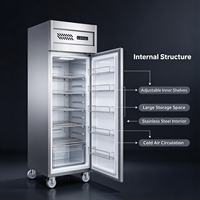 Réfrigérateur commercial en acier inoxydable, équipement de réfrigération de cuisine vertical, congélateur convertible basse température