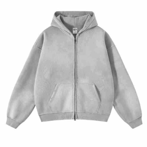 เสื้อมีฮู้ดผ้าคอตตอนปักลายมีซิปรูดออกแบบโลโก้ได้ตามต้องการ - Product Image 3