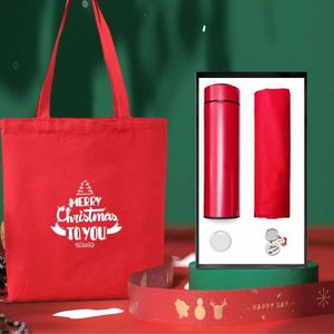 Custom Logo Canvas Tote Bag Insulated <b>Cup</b> Anti-Loss Device Keychain 4-In-1 Business Promotional Gift Set - Product Image 1