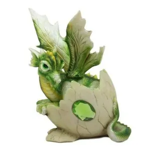 Resin birth Stone Dragon Egg Statue Gem Dragon Hatching Collector (Green)