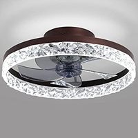 Ventilateur de plafond LED moderne à profil bas avec lumière, 19,7 pouces, montage encastré, télécommande, silencieux, moteur DC réversible, minuterie, variateur d'intensité
