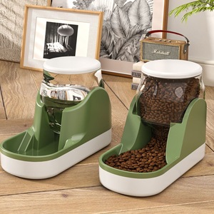 Distributeur automatique d'eau et de nourriture pour animaux de compagnie Chong Ke, double bol en plastique pour chats et chiens, non électrique, avec stockage de nourriture et d'eau - Product Image 4