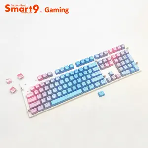 Smart9 PBT Double Shot Keycaps Dip dyeing Purple Blue Colorful Color Coating for Wired Wireless Mechanical Gaming Keyboards