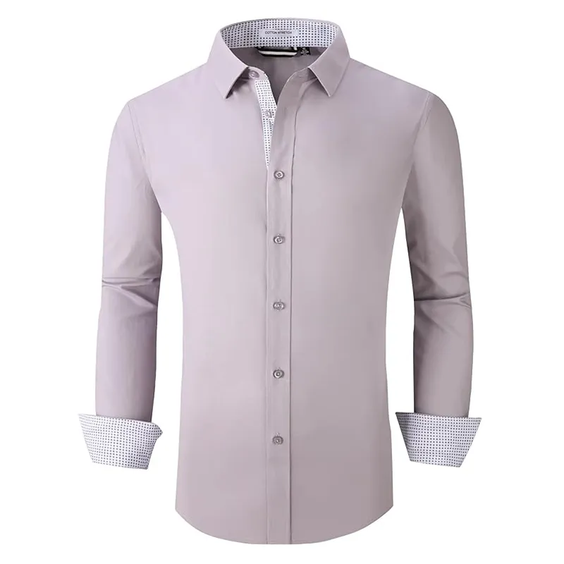 Camisa de vestido formal de escritório em branco para homens de grandes dimensões 100% algodão/poliéster de marca própria personalizada barata