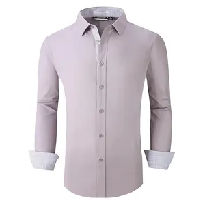 Camisa de vestir formal de oficina en blanco de gran tamaño para hombre de 100% algodón/poliéster barata con etiqueta privada personalizada