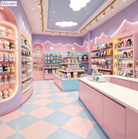 Vitrine d'îlot commerciale tendance à éclairage LED pour magasin de jouets, comptoir de présentation ouvert multi-niveaux, armoire de rangement pour magasins de poupées
