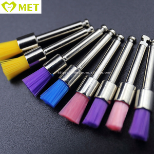 Brosses de polissage en nylon <span class=keywords><strong>pour</strong></span> laboratoire <span class=keywords><strong>dentaire</strong></span>, assortiment de brosses colorées, kit de prothèses dentaires, type à clip, tige métallique RA, nettoyage des dents, CE ISO - Product Image 2