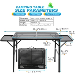 <span class=keywords><strong>Mesa</strong></span> <span class=keywords><strong>Plegable</strong></span> Portátil <span class=keywords><strong>con</strong></span> Asa de Transporte y Altura Ajustable para Campamento y Picnic al Aire Libre <span class=keywords><strong>con</strong></span> <span class=keywords><strong>Alas</strong></span> Extensibles - Product Image 2