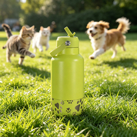 Bouteille d'eau pour chien 2 en 1 en acier inoxydable à double paroi isolée, avec logo personnalisé, capacité de 32 oz, pour animaux de compagnie, pour les voyages