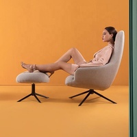 Moderne nordique en métal de salon de salon de jambes loisirs accent simple à dossier haut pivotant canapé chaise avec bras