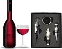 Ensemble de 4 bouchons de vin rouge, ouvre-bouteille de bière, tire-bouchon, verseur de vin, outil pour bouteille de vin, ensemble en acier inoxydable, boîte cadeau