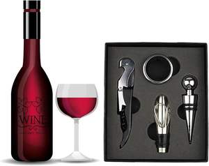 4 Stuks Rode Wijn Stop Bier Deksel <span class=keywords><strong>Opener</strong></span> Kurkentrekker Kurken Schenker Wijnfles Uit Tool Roestvrijstalen Set Geschenkdoos - Product Image 6