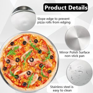 Özelleştirilmiş Logolu SS201 Paslanmaz Çelik Yemek Tabağı <span class=keywords><strong>Metal</strong></span> Pizza Tepsisi Yuvarlak Servis Tabağı Kamp Tabağı - Product Image 3