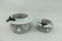 Pot tanaman semen kecil dalam ruangan, Pot bunga Natal musim dingin ramah lingkungan desain kepala dekorasi musim gugur