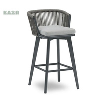 Chaise haute de bar en rotin et métal, chaise de jardin en osier, chaise de bar en aluminium pour terrasse, chaise de bar de café imperméable, chaise de bar d'extérieur en corde tressée